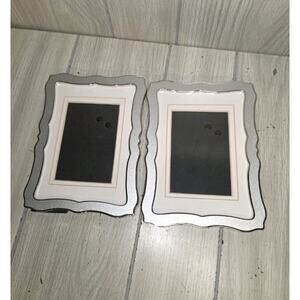 Set Of 2 Silver Tone Matted 5x7 Picture Frames Easle Or Hanging Memories